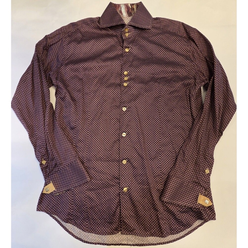 Bogosse Men’s Medium (3) Purple Geometric Button Front Dress Shirt Cotton